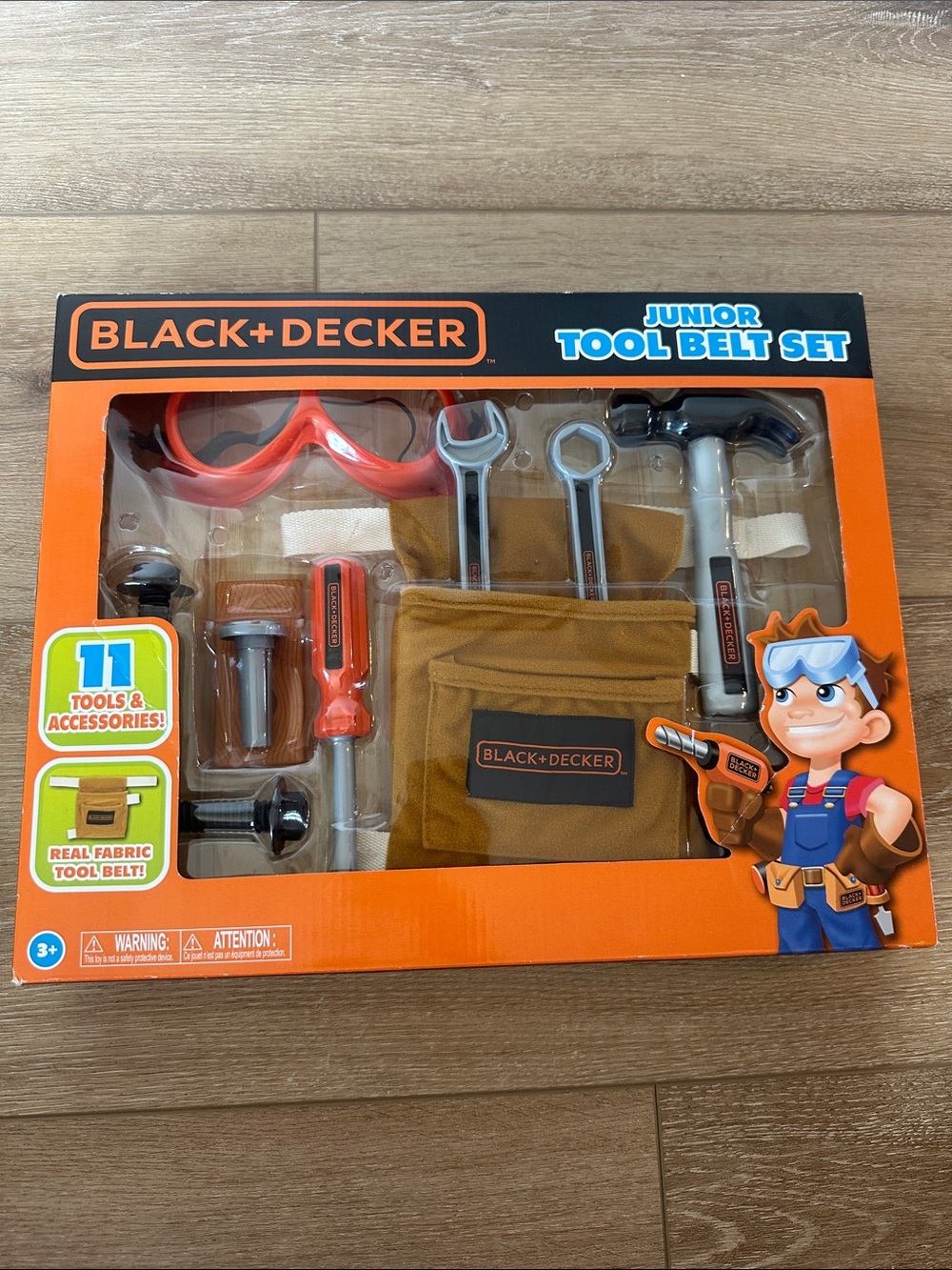 Black+Decker Junior Tool Belt Set 11-Piece Pretend Play NIB Kids Toy
